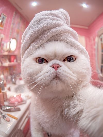 Persian Cat in Spa — Funny Print. poster print