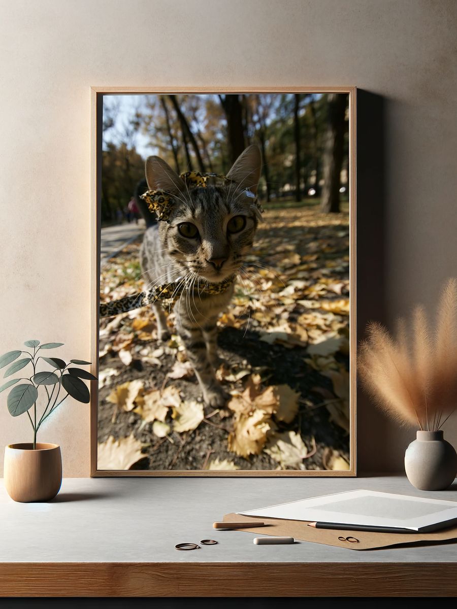 Curious Tabby Cat Photography Poster. — room view 2