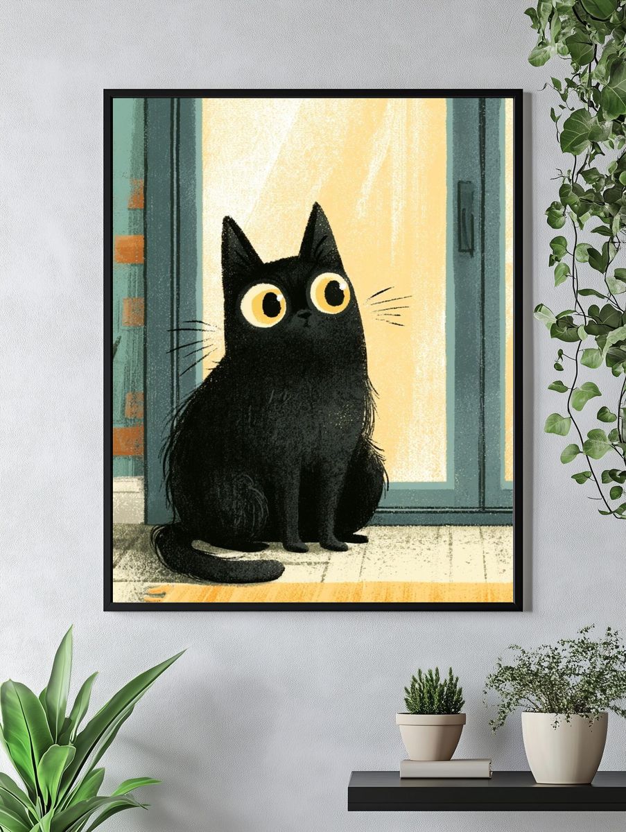 Black Cat Illustration Poster. — room view 4