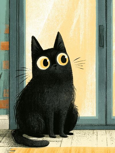 Black Cat Illustration Poster. poster