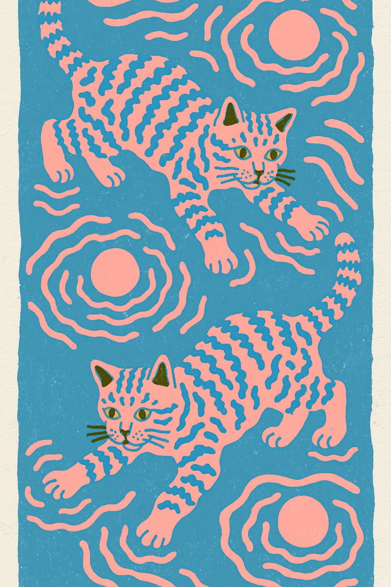 Playful Cats Illustration Poster. poster detail