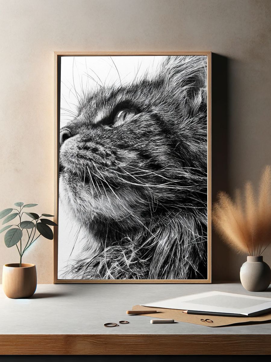 Black Cat Portrait Print. — room view 2