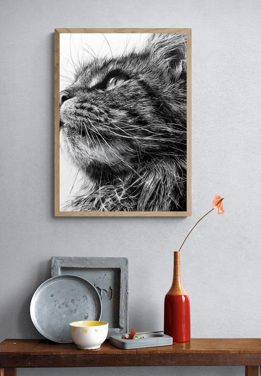 Black Cat Portrait Print. — room view 3