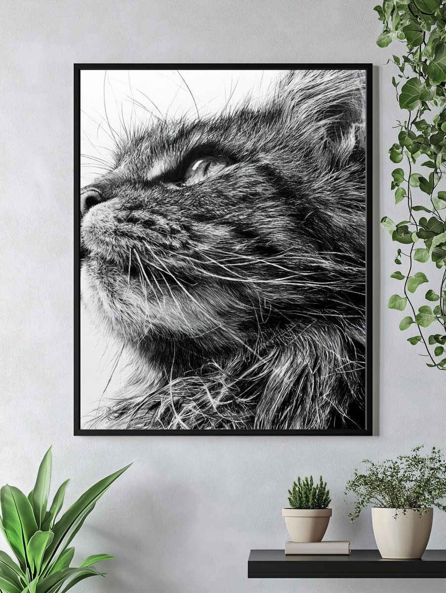 Black Cat Portrait Print. — room view 4