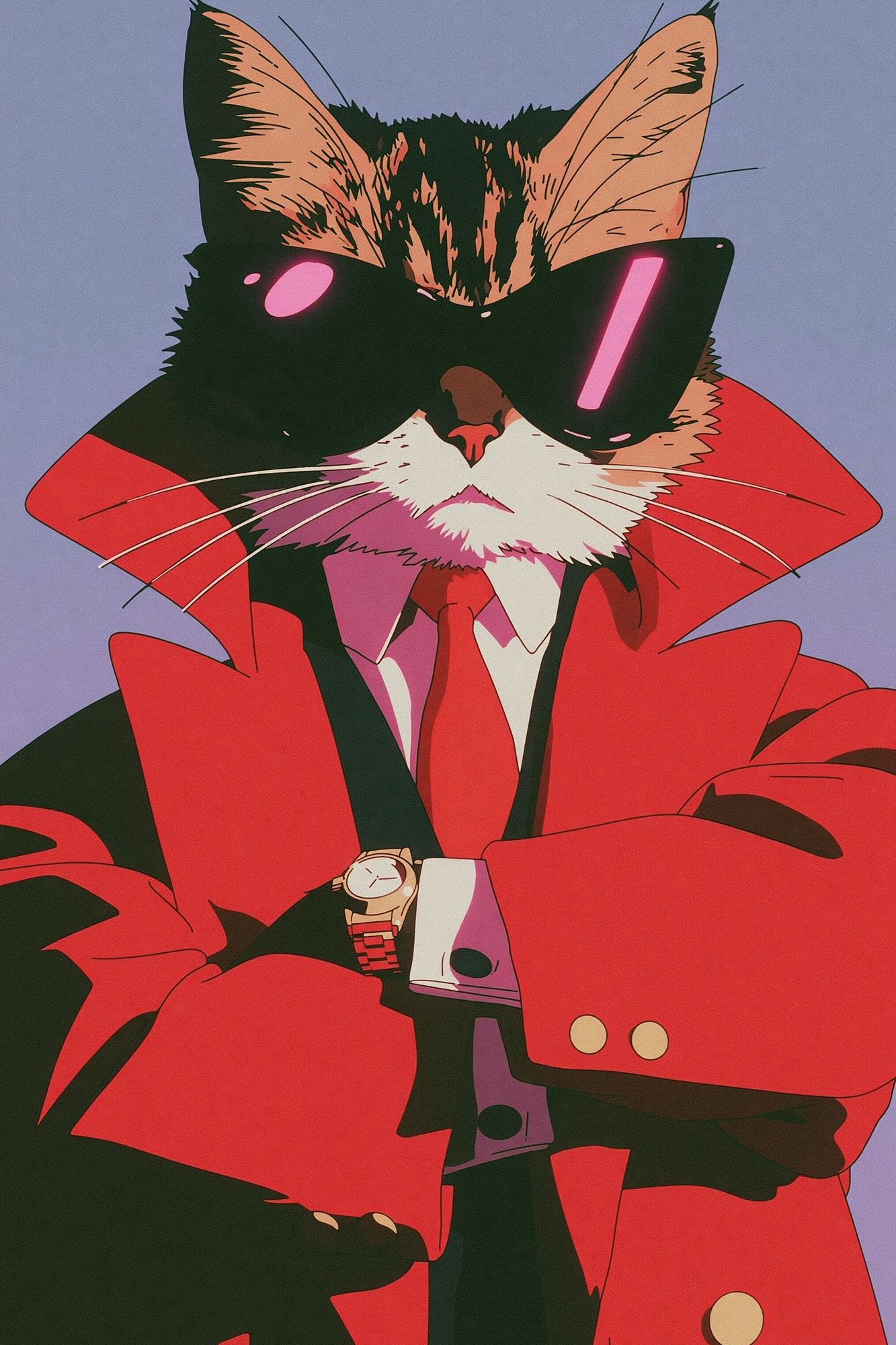 Cool Cat in Red Coat Poster. poster — illustration art