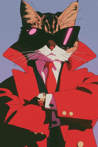 Cool Cat in Red Coat Poster. poster