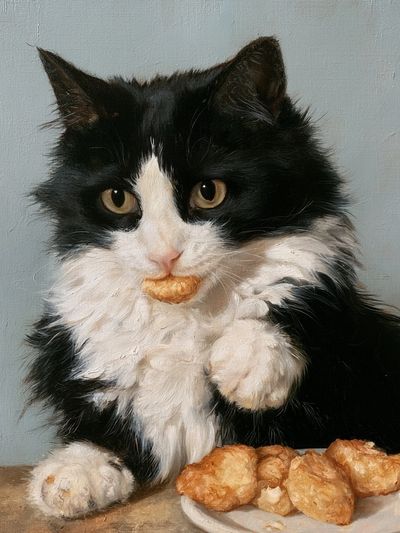 Tuxedo Cat with Pastries Poster.