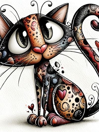 Whimsical Cat Illustration Poster. poster