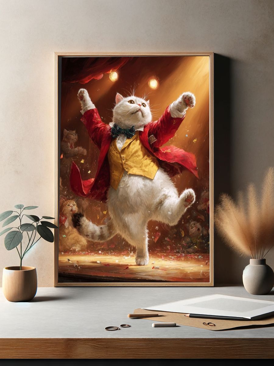 Dancing Cat — Funny Print. — room view 2