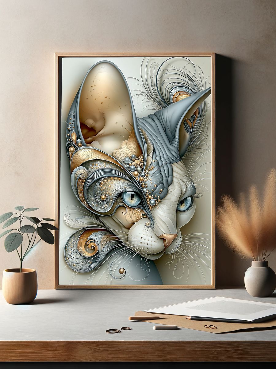 Abstract Cat Portrait Poster. — room view 2