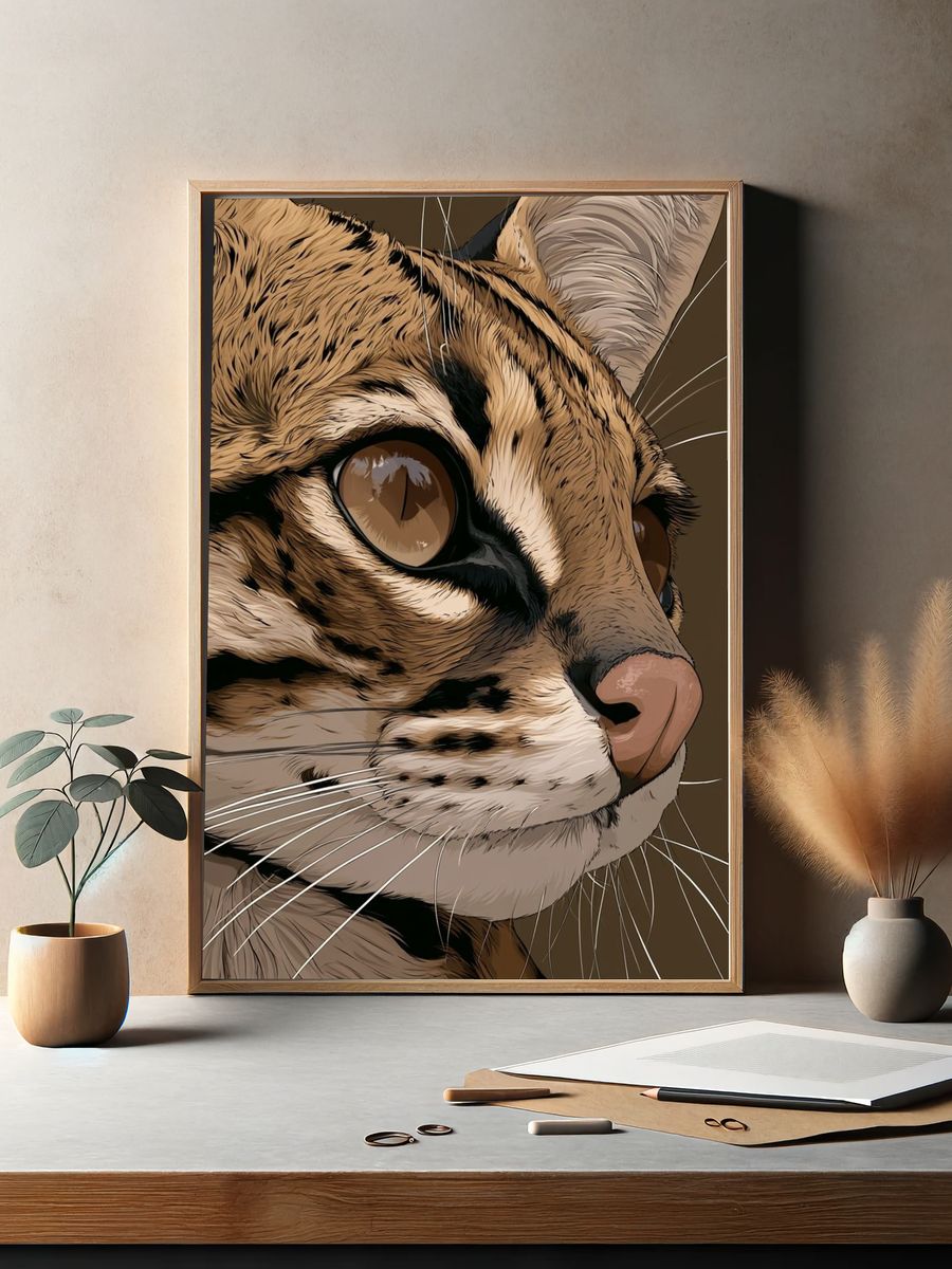 Tabby Cat Portrait Illustration Poster. — room view 2