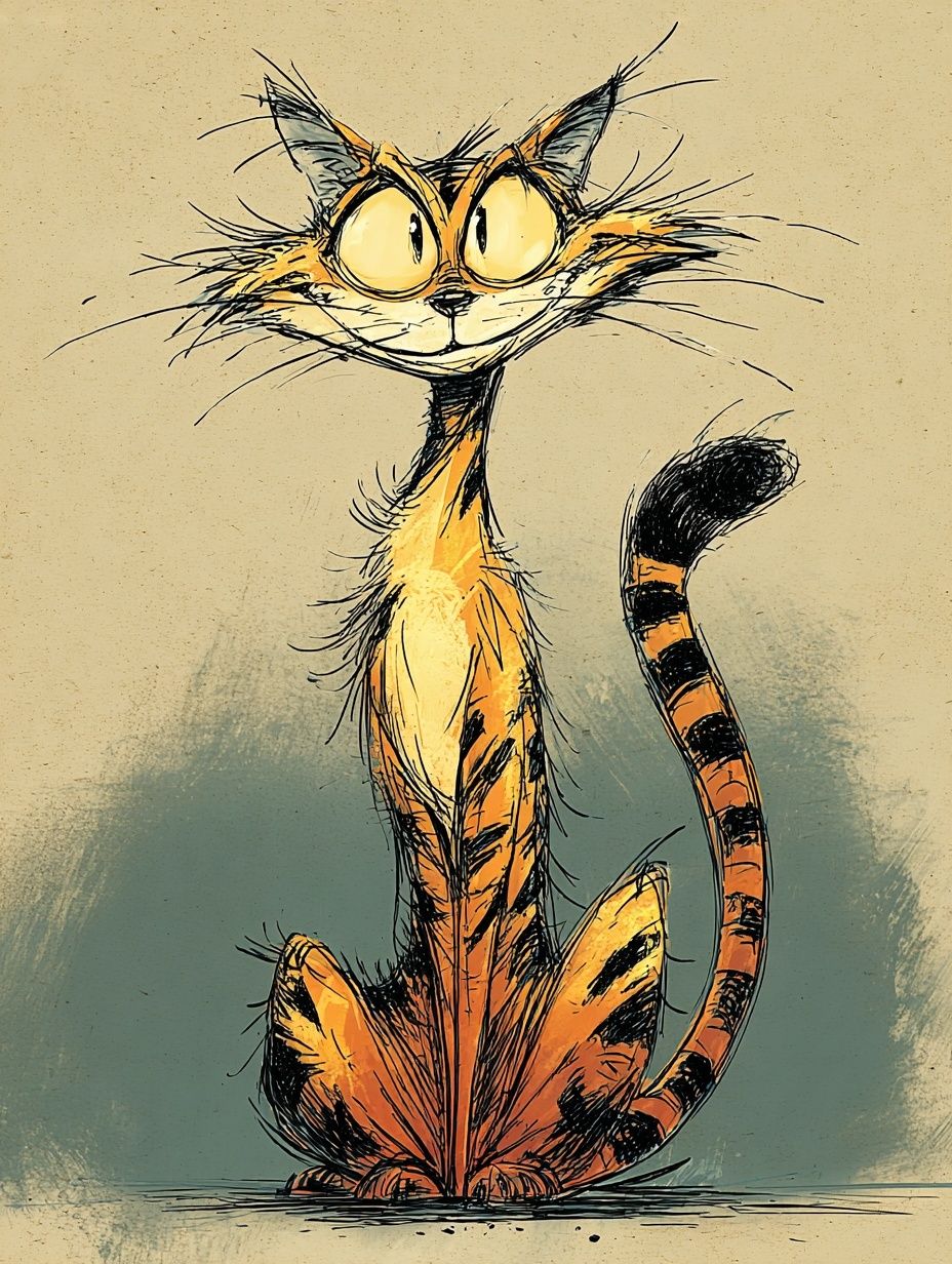 Whimsical Cat Sketch Poster. poster detail
