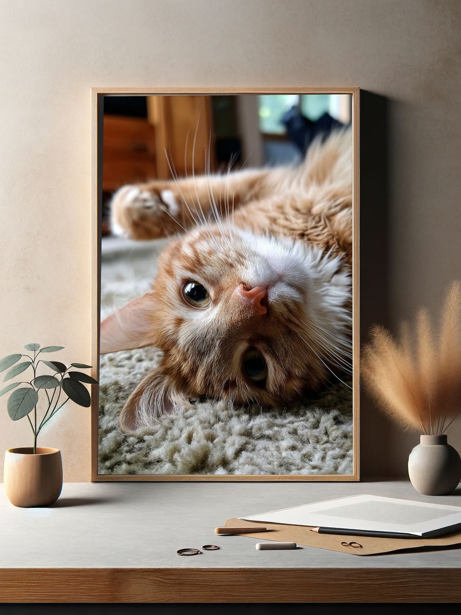 Playful Ginger Cat Photography Poster. — room view 2
