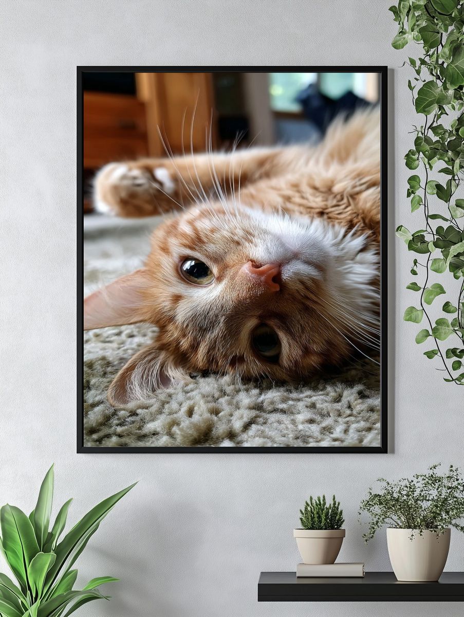 Playful Ginger Cat Photography Poster. — room view 4