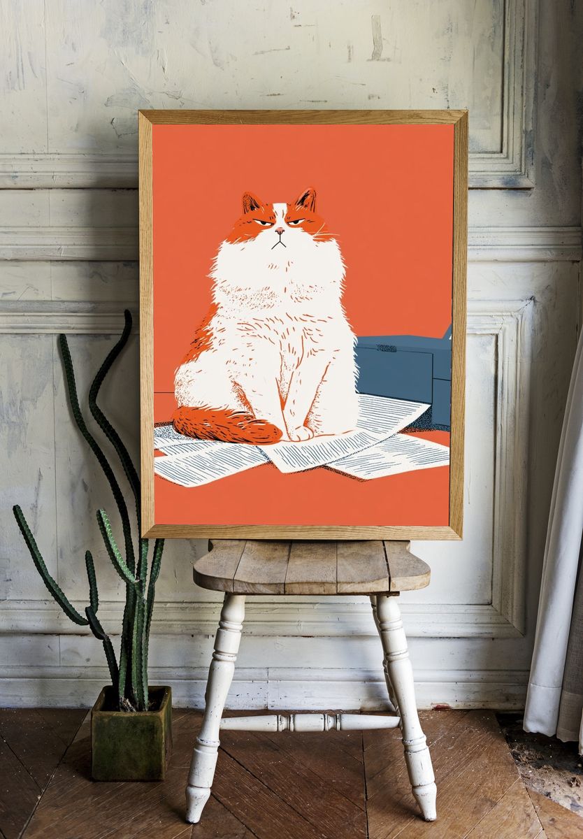 Grumpy Cat Illustration Poster. — room view 1