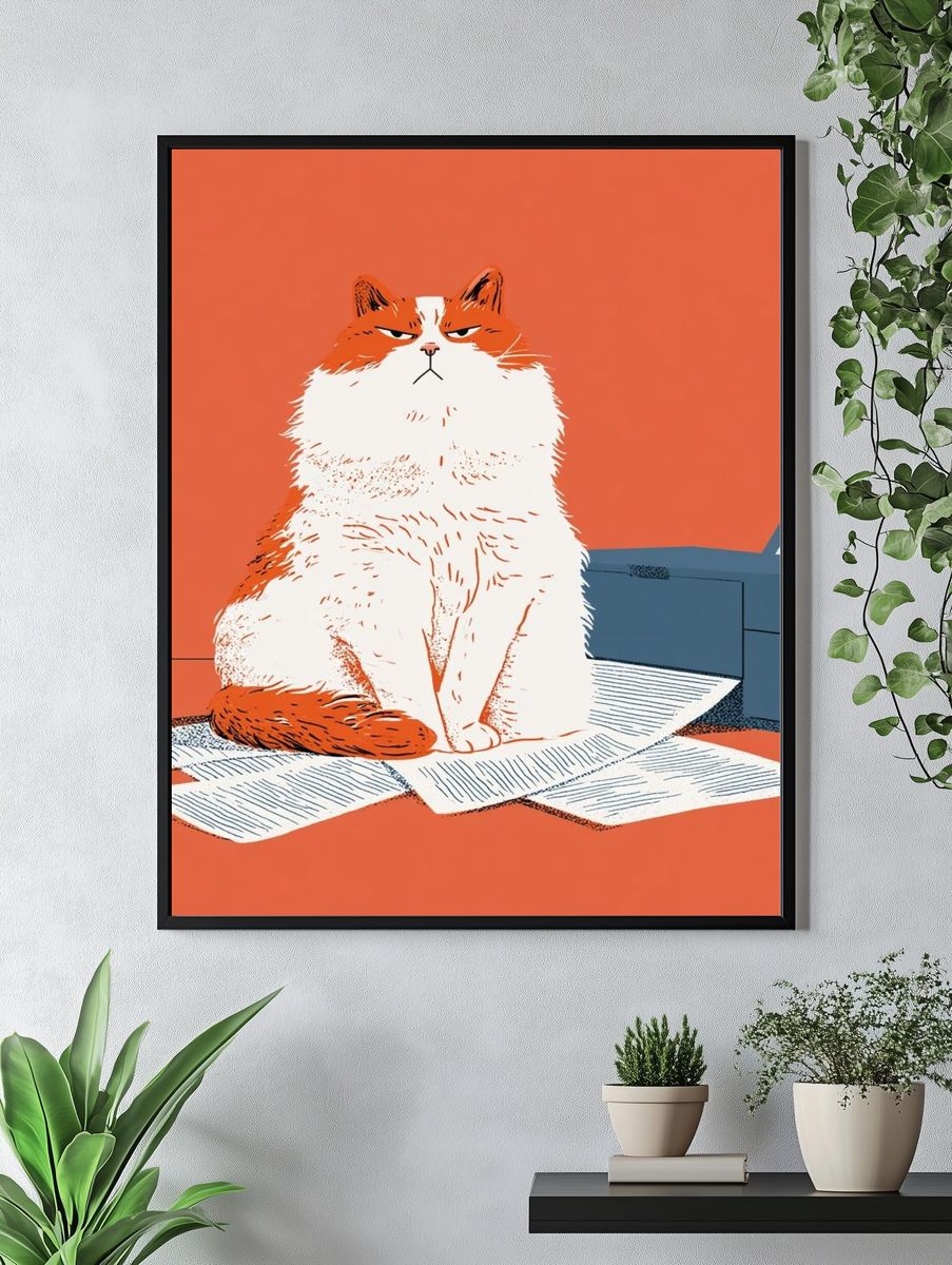 Grumpy Cat Illustration Poster. — room view 4