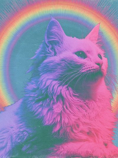 Rainbow Cat Portrait Poster.