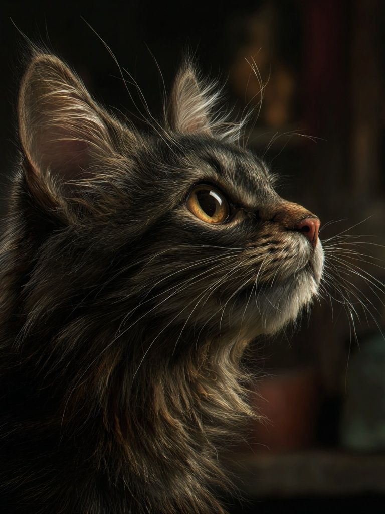 Long-Haired Cat Portrait Poster. poster — animals art