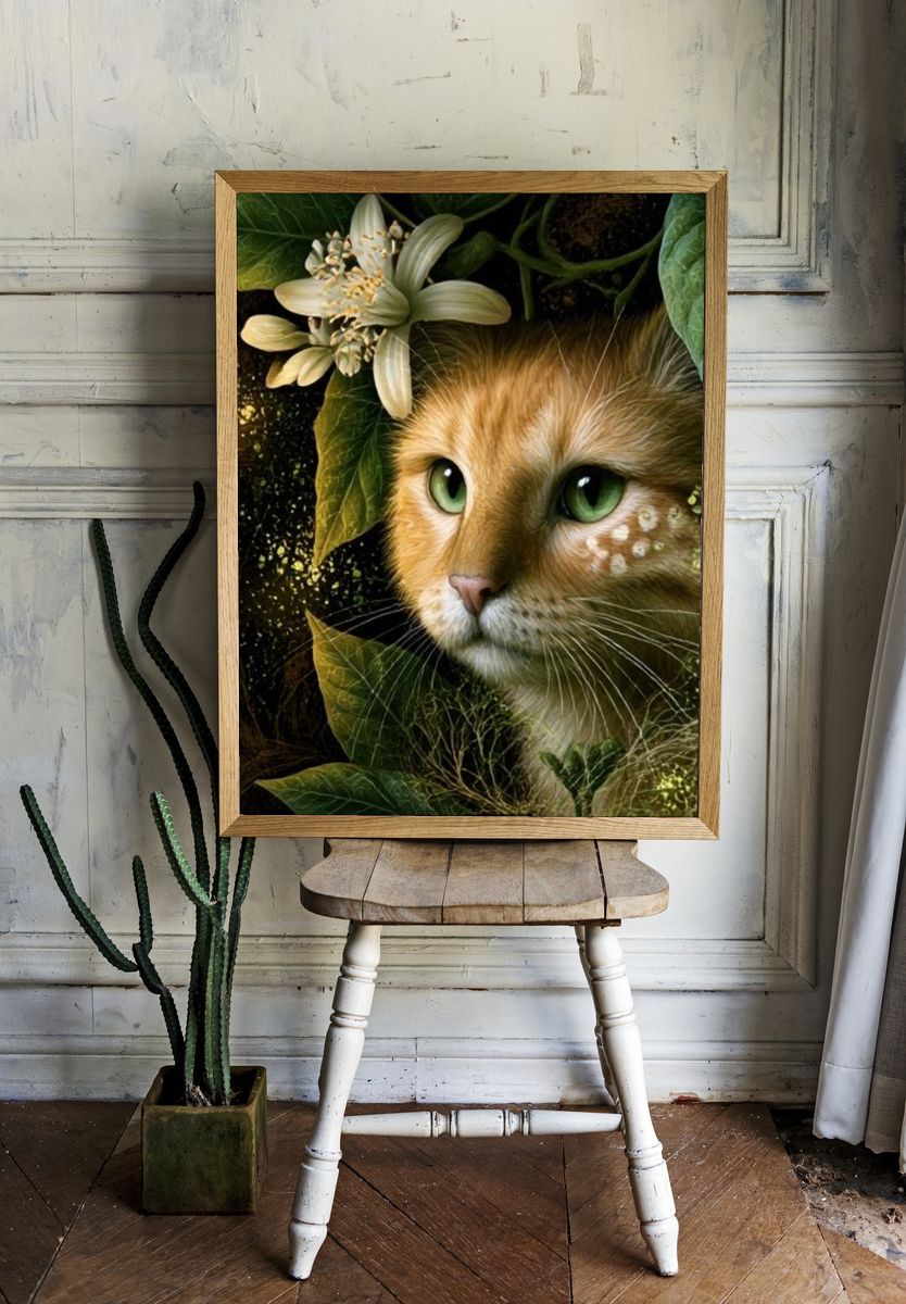 Forest Cat Illustration Poster. — room view 1