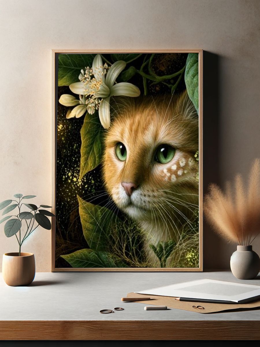 Forest Cat Illustration Poster. — room view 2