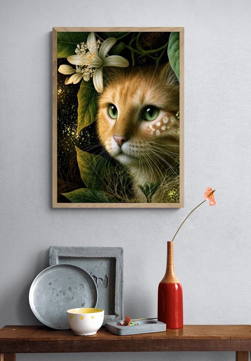 Forest Cat Illustration Poster. — room view 3