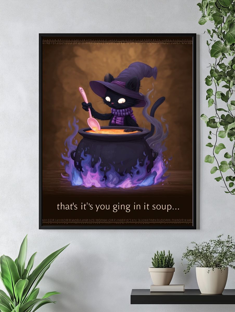Black Cat Witch — Illustration Print. — room view 4