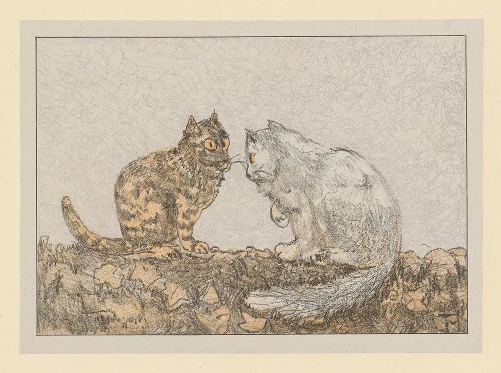 Two Cats — Vintage Print. poster detail