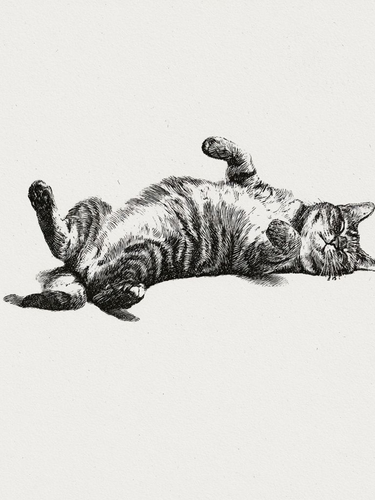 Relaxed Cat Ink Poster. poster detail