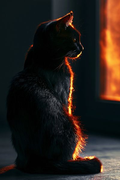 Backlit Black Cat Photography Poster.