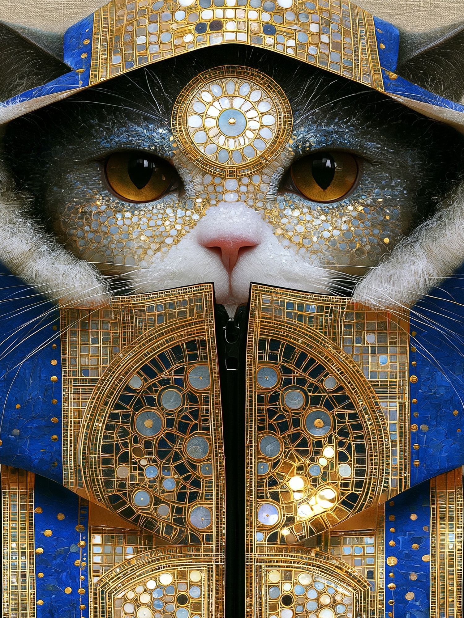 Regal Cat Portrait Illustration Poster. poster detail