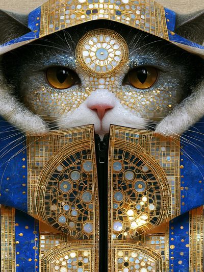 Regal Cat Portrait Illustration Poster.