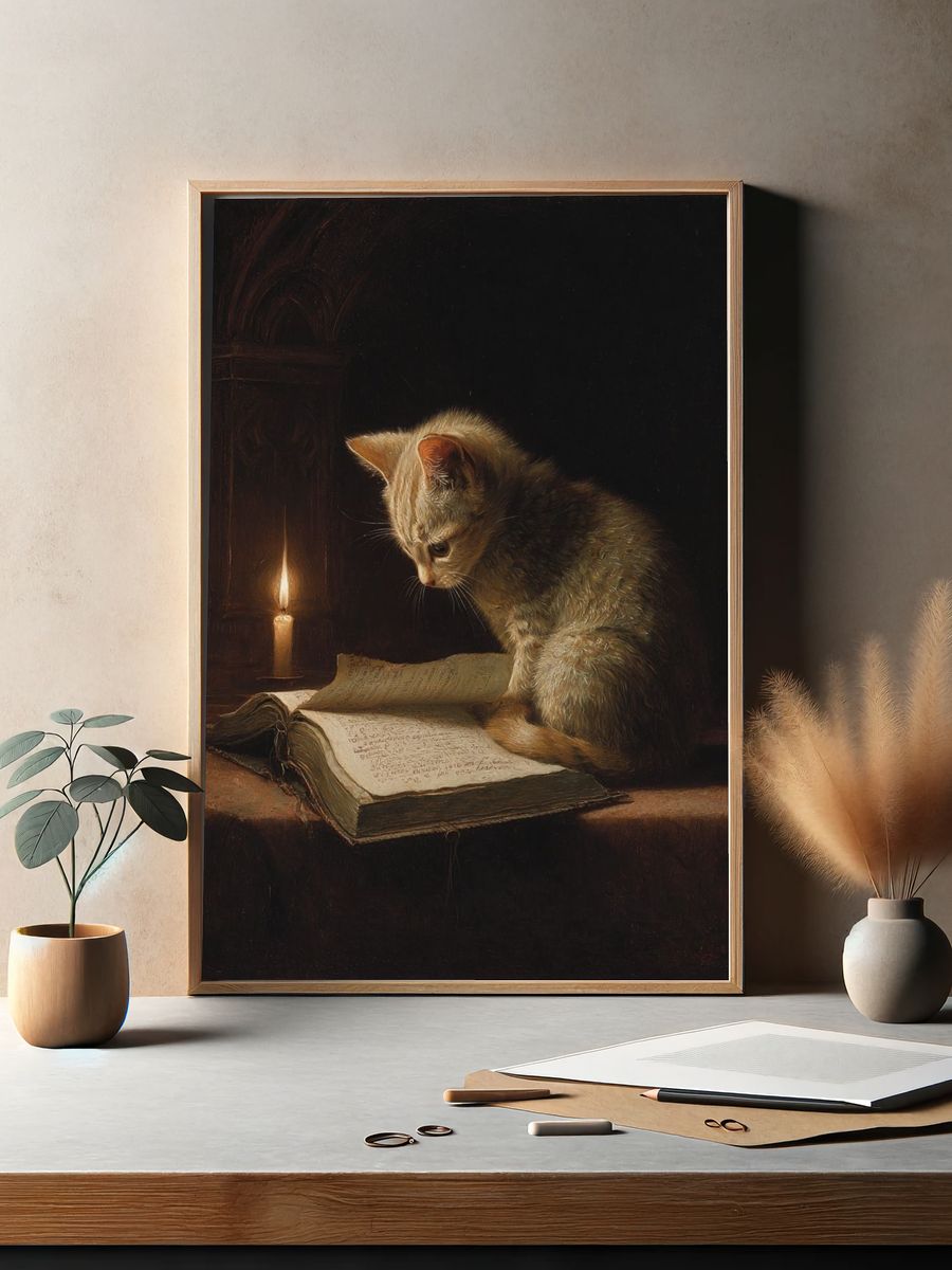 Kitten by Candlelight Fine-Art Poster. — room view 2