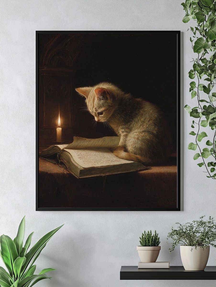 Kitten by Candlelight Fine-Art Poster. — room view 4