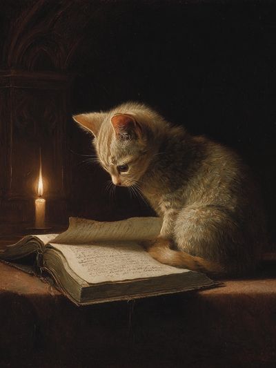 Kitten by Candlelight Fine-Art Poster.