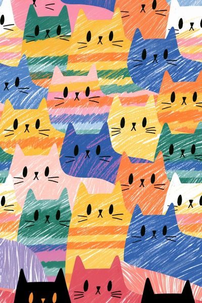 Colorful Cats Illustration Poster. poster
