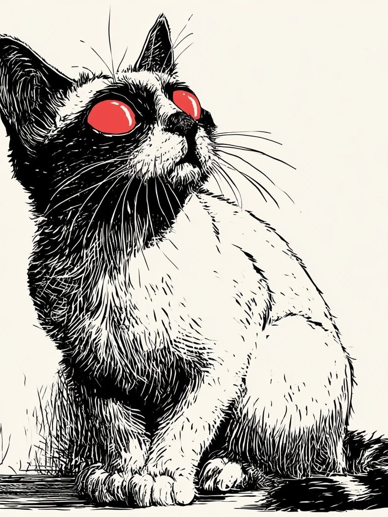 Red-Eyed Cat Illustration Poster. poster — animals art