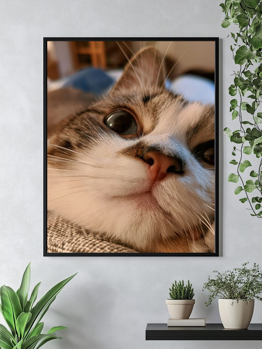 Curious Cat Close-Up Photography Poster. — room view 4