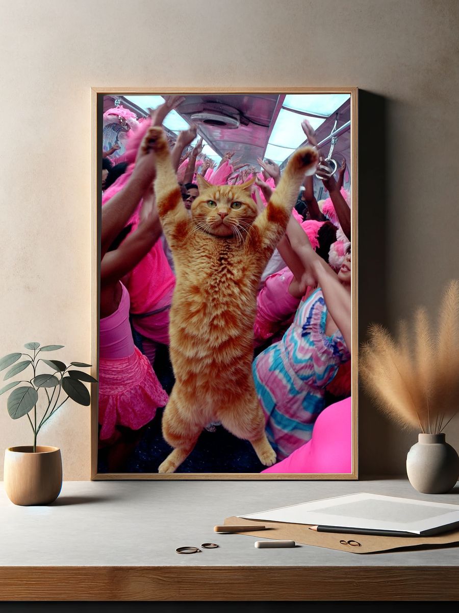 Dancing Cat Party Poster. — room view 2