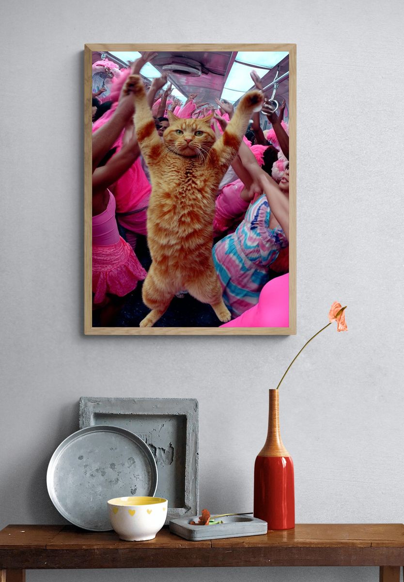 Dancing Cat Party Poster. — room view 3