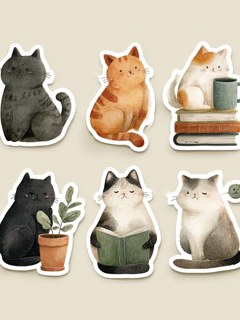 Cozy Cats Illustration Poster. poster detail