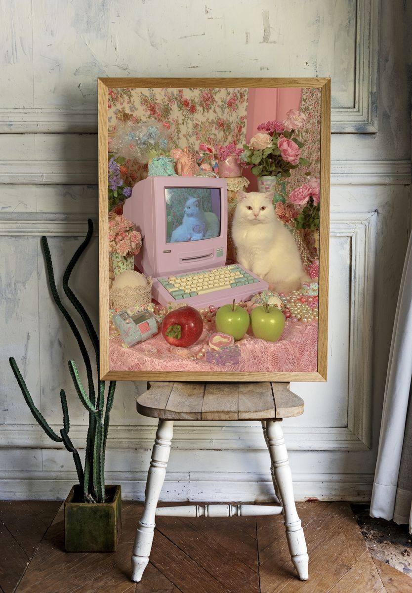 Pastel Cat Still Life Poster. room preview