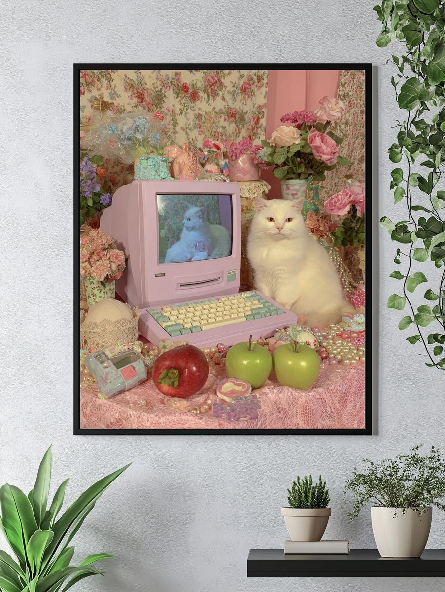 Pastel Cat Still Life Poster. — room view 4