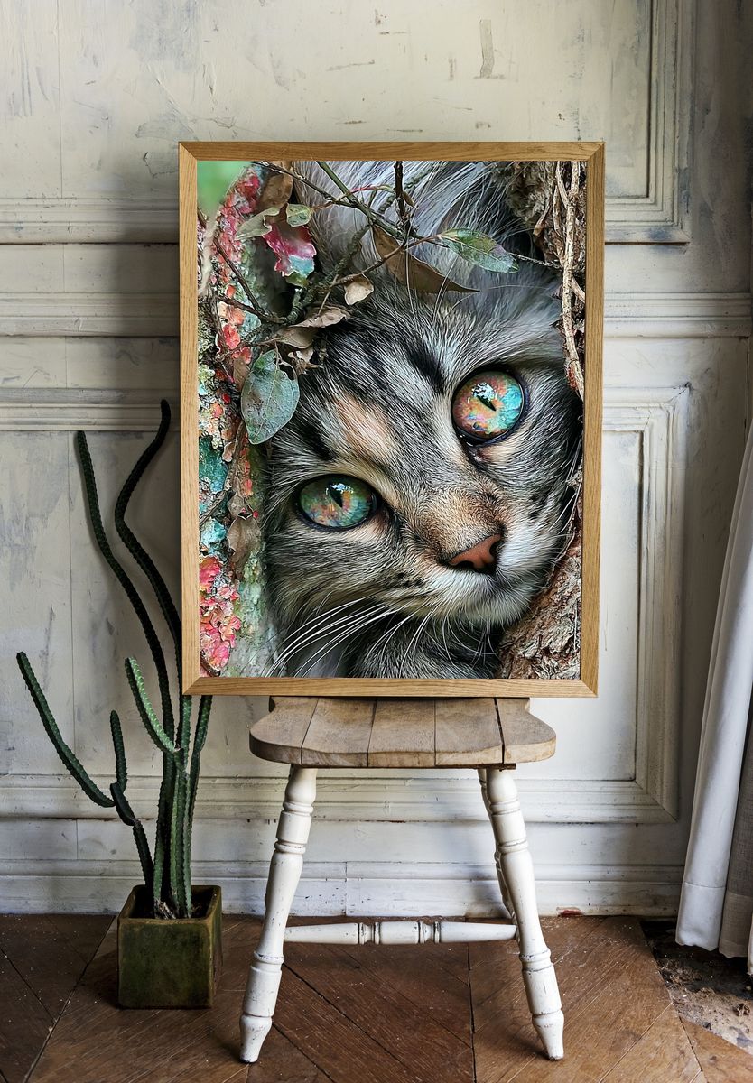 Mystic Cat Portrait Poster. room preview