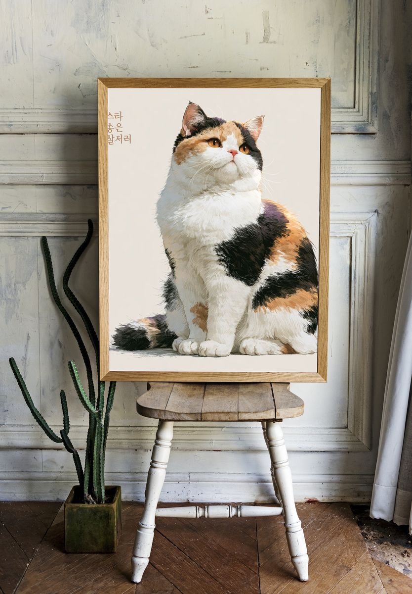 Calico Cat Illustration Poster. room preview