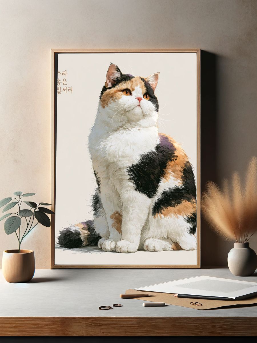 Calico Cat Illustration Poster. — room view 2