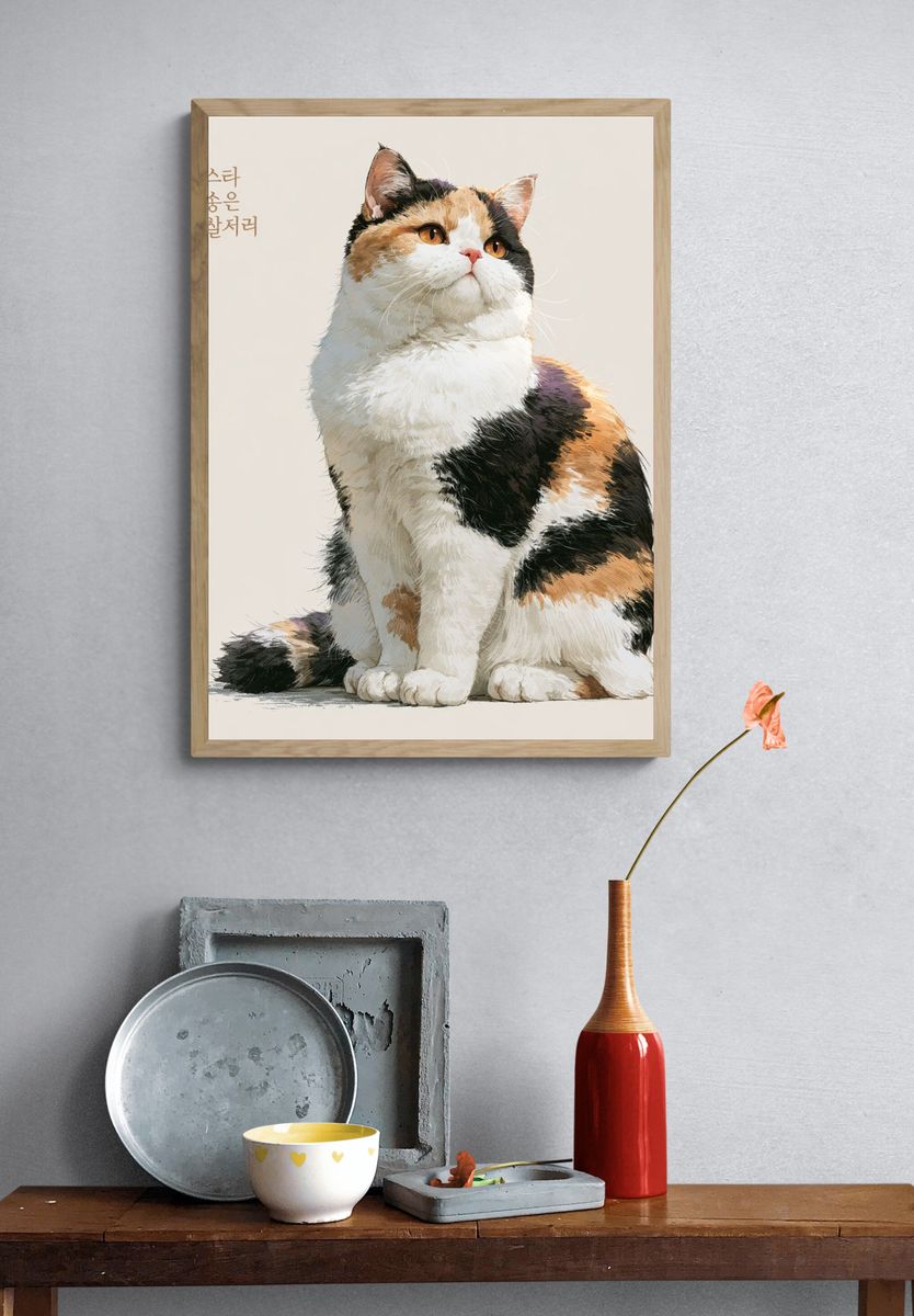 Calico Cat Illustration Poster. — room view 3