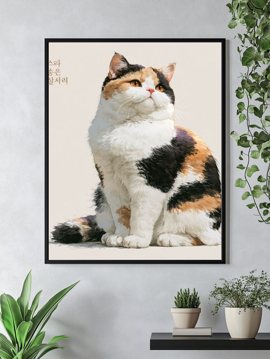 Calico Cat Illustration Poster. — room view 4