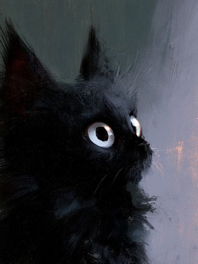 Black Cat Portrait Illustration Poster.