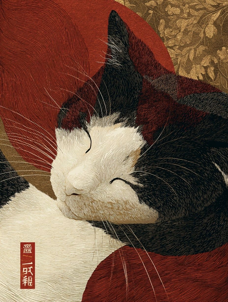 Sleeping Cat — Illustration Print. poster detail