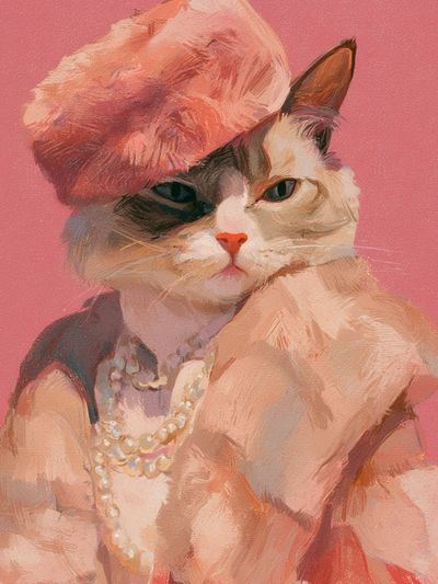 Fashion Cat Portrait Print.